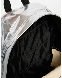 Женский серебряный кожаный рюкзак от Hype