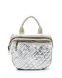 Женский серебряный кожаный рюкзак