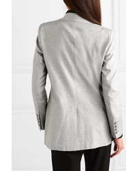 Женский серебряный льняной двубортный пиджак от Blazé Milano