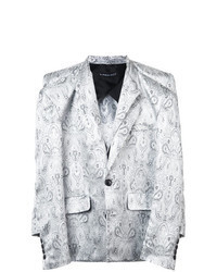 Серебряный пиджак с вышивкой