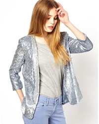 Женский серебряный пиджак с пайетками от French Connection