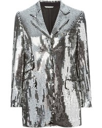Женский серебряный пиджак с пайетками от Moschino