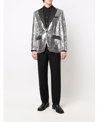 Мужской серебряный пиджак с пайетками от Philipp Plein