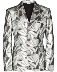 Мужской серебряный пиджак с принтом от Comme Des Garcons Homme Plus