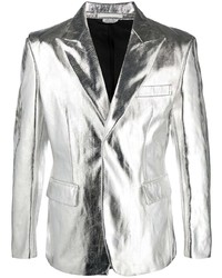 Серебряный пиджак с узором "в ёлочку"