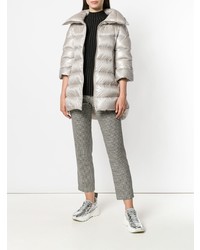 Женский серебряный пуховик от Herno