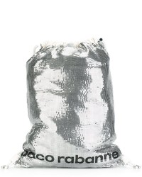 Женский серебряный рюкзак с пайетками с украшением от Paco Rabanne