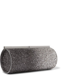 Серебряный сатиновый клатч от Jimmy Choo
