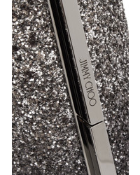 Серебряный сатиновый клатч от Jimmy Choo