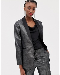 Женский серебряный сатиновый пиджак от New Look