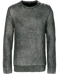 Мужской серебряный свитер с круглым вырезом от Balmain