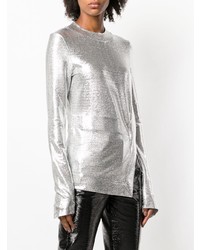 Женский серебряный свитер с круглым вырезом от Paco Rabanne