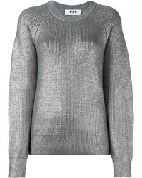 Женский серебряный свитер с круглым вырезом от MSGM