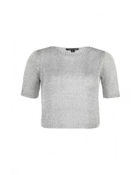 Женский серебряный свитер с круглым вырезом