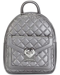 Женский серебряный стеганый рюкзак от Love Moschino