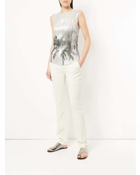 Серебряный топ без рукавов от Marc Cain