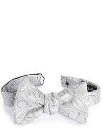 Серебряный шелковый галстук-бабочка с "огурцами"