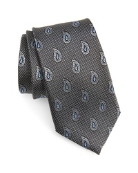 Серебряный шелковый галстук с "огурцами"