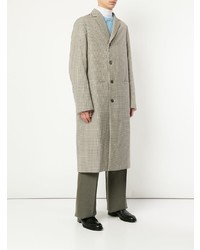 Серое длинное пальто в клетку от Jil Sander