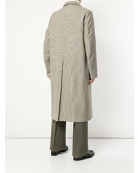 Серое длинное пальто в клетку от Jil Sander