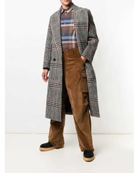 Серое длинное пальто в клетку от E. Tautz