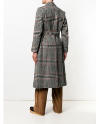 Серое длинное пальто в клетку от E. Tautz