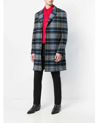 Серое длинное пальто в шотландскую клетку от Calvin Klein 205W39nyc