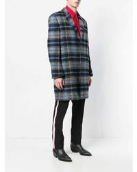 Серое длинное пальто в шотландскую клетку от Calvin Klein 205W39nyc