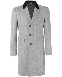 Серое длинное пальто с узором "в ёлочку" от Alexander McQueen
