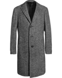 Серое длинное пальто с узором "в ёлочку" от Canali