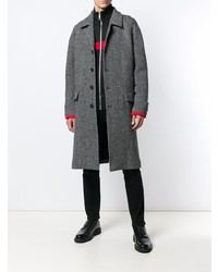 Серое длинное пальто с узором "в ёлочку" от Hilfiger Collection