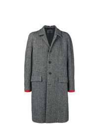 Серое длинное пальто с узором "в ёлочку" от Hilfiger Collection