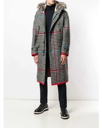 Серое длинное пальто с узором "гусиные лапки" от Hilfiger Collection