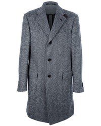 Серое длинное пальто от Corneliani