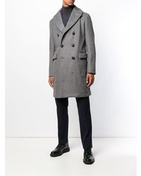 Серое длинное пальто от Emporio Armani