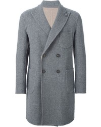 Серое длинное пальто от Lardini