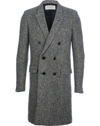 Серое длинное пальто от Saint Laurent