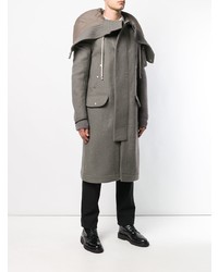 Серое длинное пальто от Rick Owens