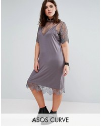 Серое кружевное платье-комбинация от Asos