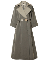 Женское серое пальто в вертикальную полоску от SIMON MILLE