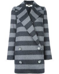Женское серое пальто в горизонтальную полоску от Stella McCartney