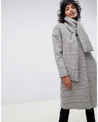 Женское серое пальто в клетку от ASOS WHITE