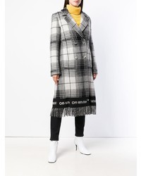 Женское серое пальто в клетку от Off-White
