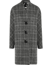 Женское серое пальто в шотландскую клетку от Balenciaga