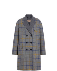 Женское серое пальто в шотландскую клетку от Burberry
