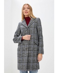 Женское серое пальто в шотландскую клетку от Ovelli