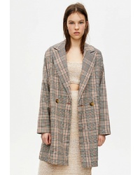 Женское серое пальто в шотландскую клетку от Pull&Bear