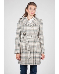 Женское серое пальто в шотландскую клетку от Shartrez