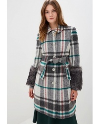 Женское серое пальто в шотландскую клетку от Style national