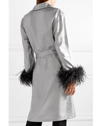 Женское серое пальто дастер от Prada